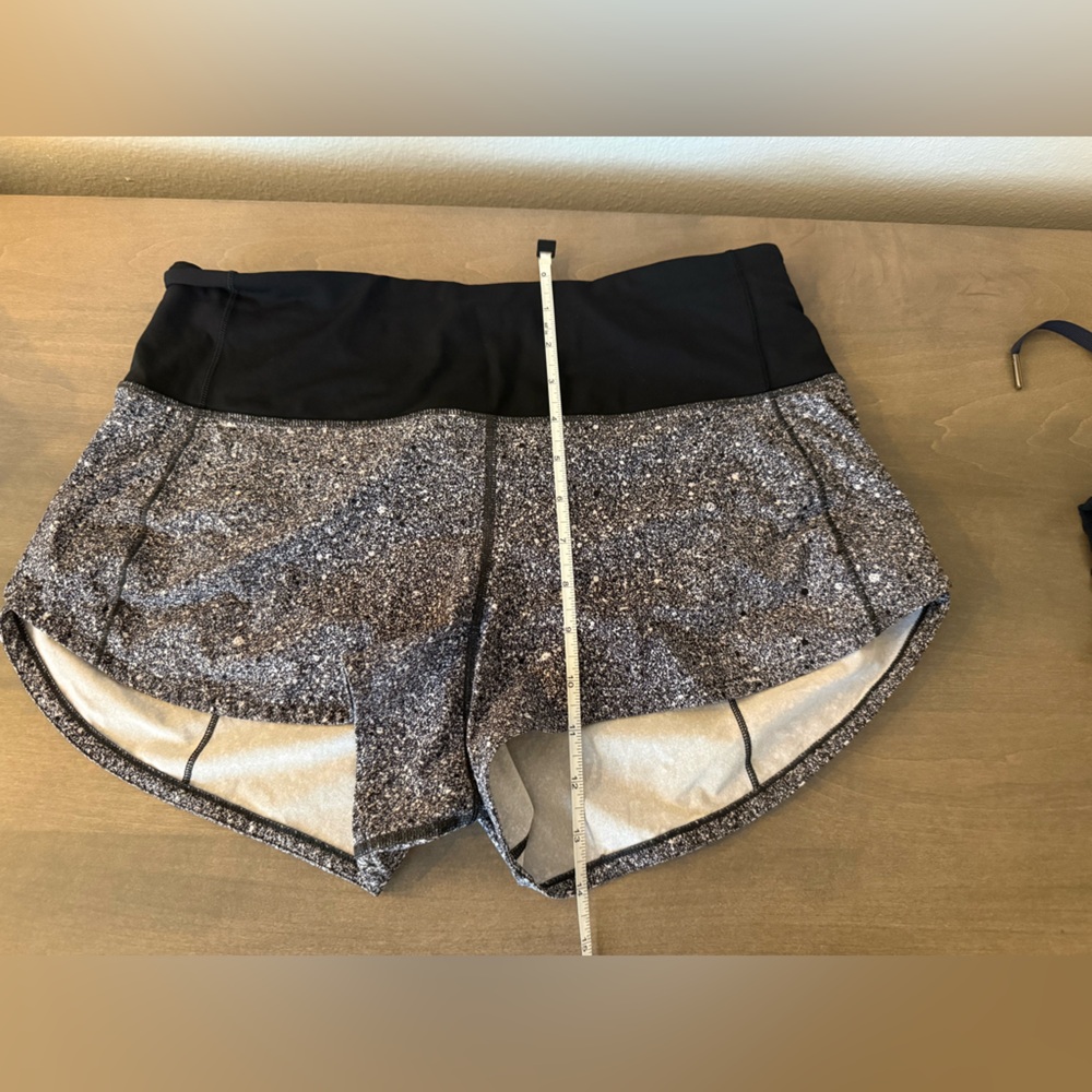 lululemon athletica Black Waistband Speckled Gray Athletic Shorts